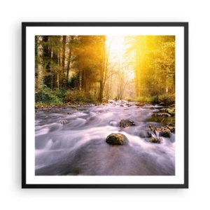 Affiche dans un cadre noir - Poster - Malachite dans un cadre argent et or - 60x60 cm