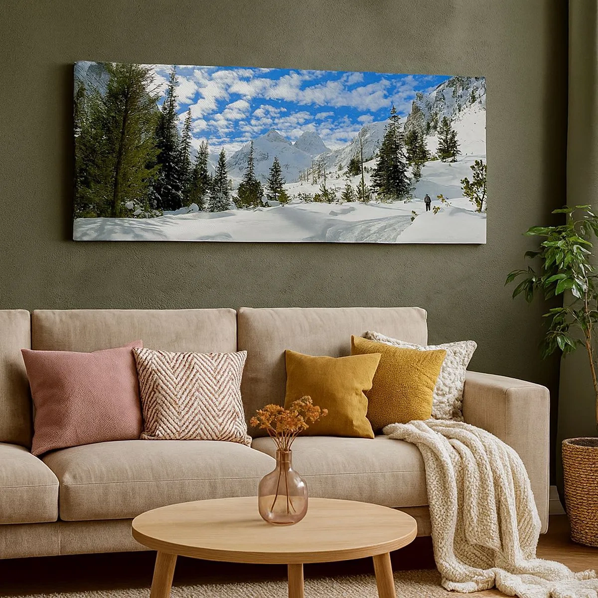 Impression sur toile - Image sur toile - Dans la neige et au soleil - 100x40 cm