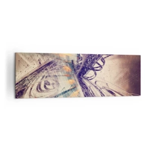 Impression sur toile - Image sur toile - Abstraction dynamique dans les tons beige et violet - 160x50cm - En grande hâte - Décoration murale moderne pour le salon et la chambre ARTTOR