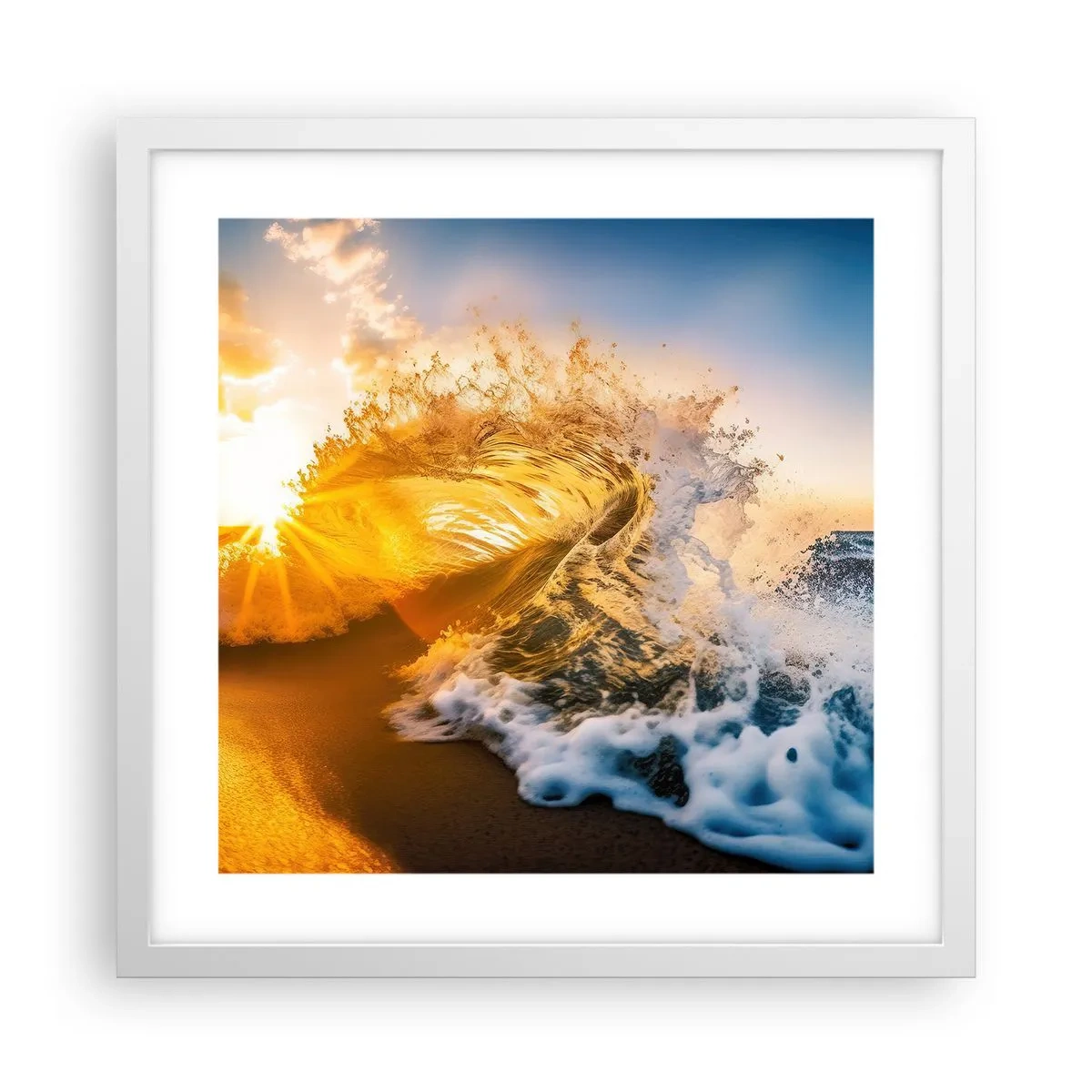 Affiche dans un cadre blanc - Poster - S'amuser dans le sable - 40x40 cm