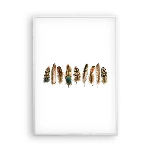Affiche dans un cadre blanc - Poster - Variation à plumes - 70x100 cm