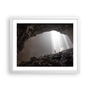 Affiche dans un cadre blanc - Poster - Grotte lumineuse - 50x40 cm