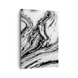 Impression sur toile - Image sur toile - Motif de marbre abstrait en noir et blanc - 50x70cm - Au début, c'était le chaos - Décoration murale moderne pour le salon et la chambre ARTTOR