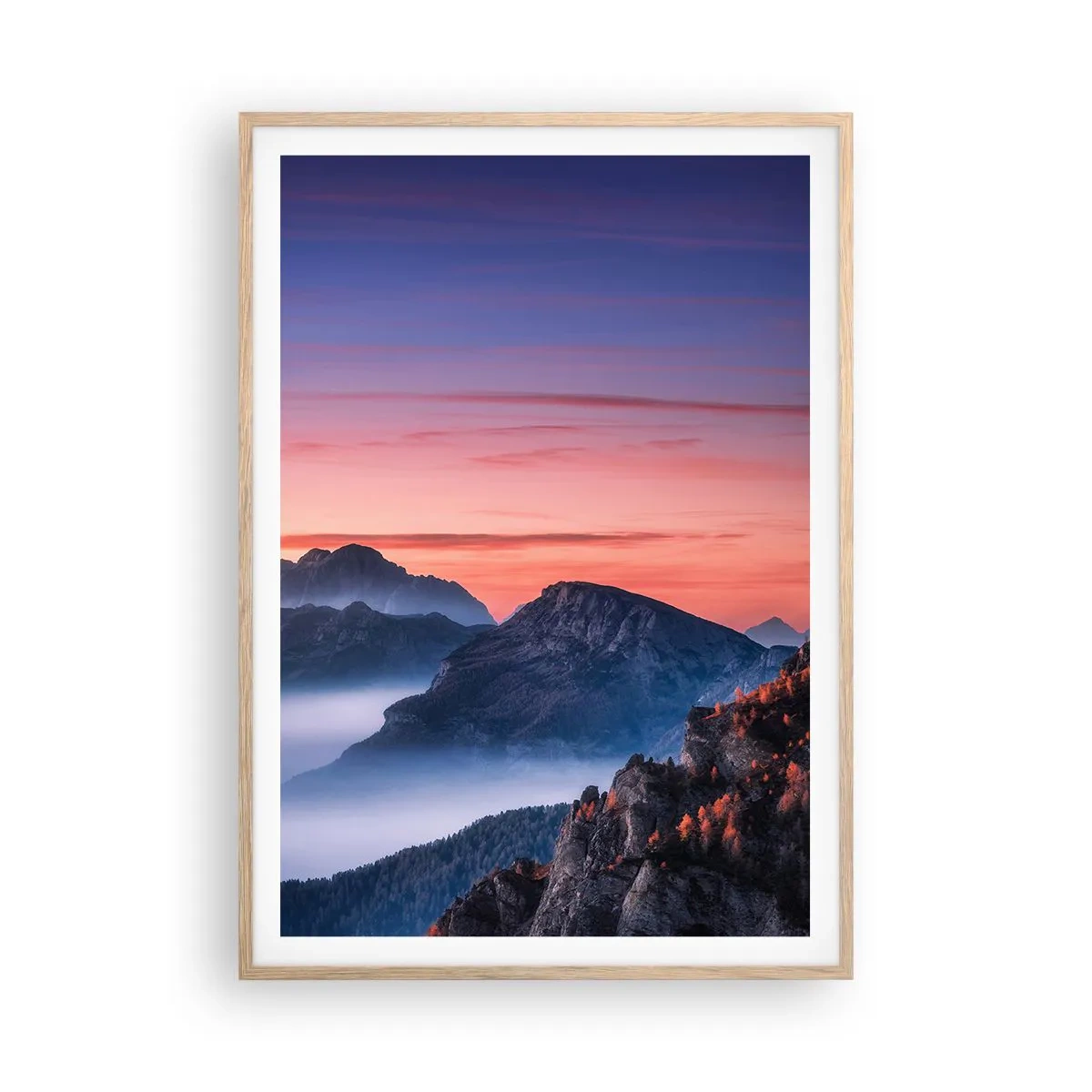 Affiche dans un chêne clair - Poster - Au-dessus des vallées - 70x100 cm