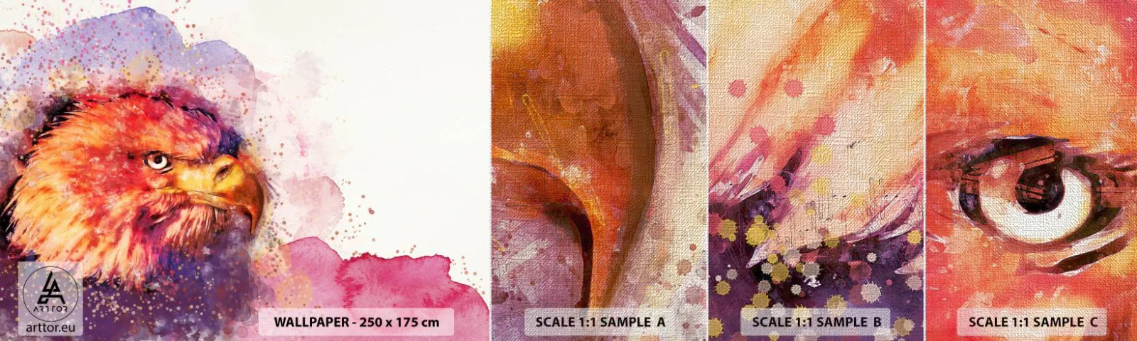 Échantillon de Papier Peint Premium Canvas - Tu ne veux pas savoir à quoi je pense - Abstraction, Oiseau, Aigle - 100x30 cm
