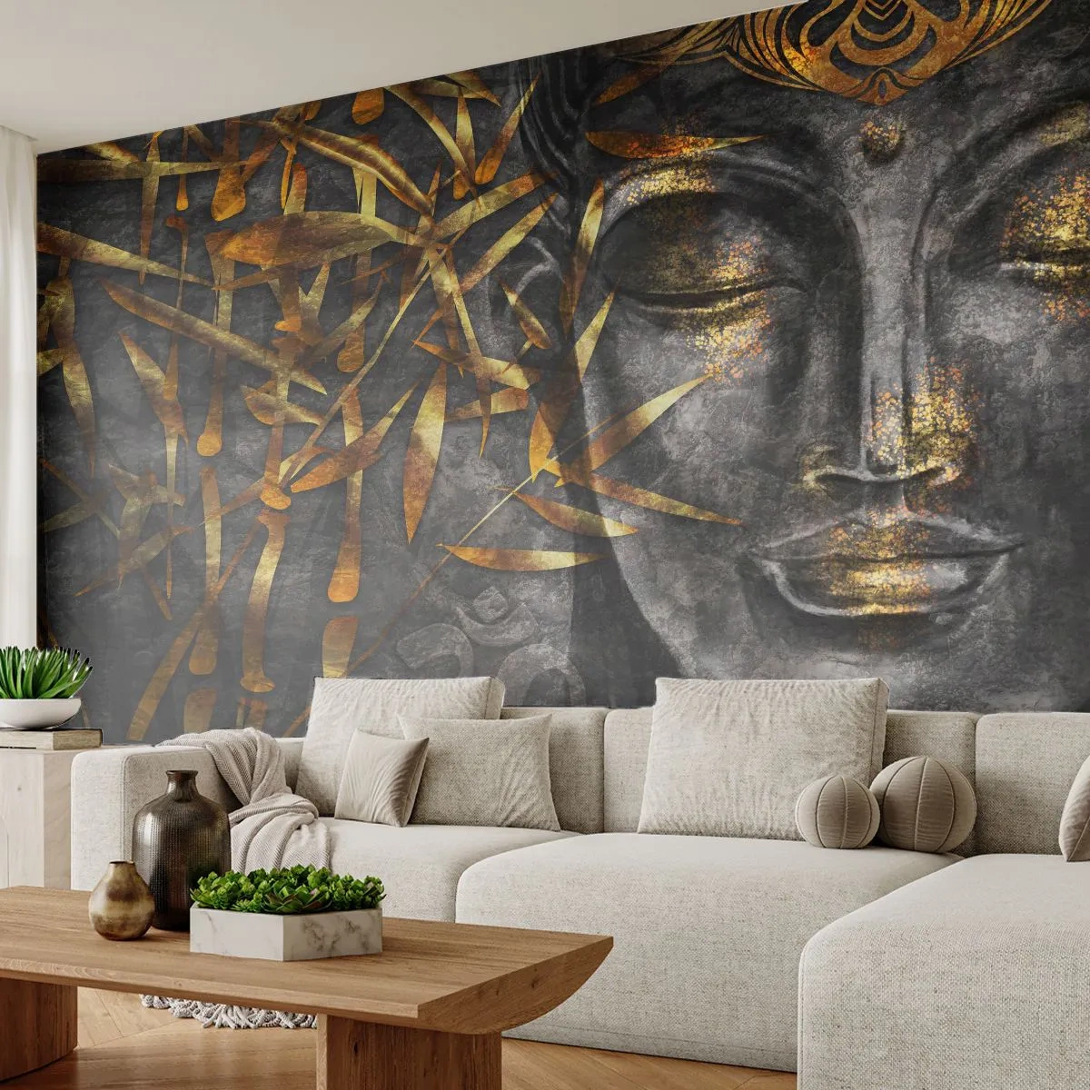 Papier Peint Autocollant Deluxe Sticker - Ressentir le calme - Bouddha, Culture, Asie - 250x175 cm
