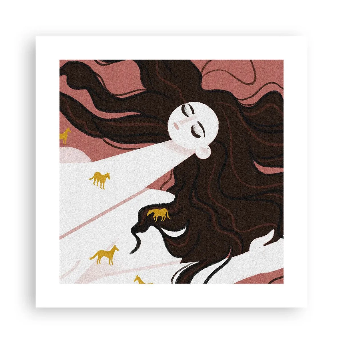 Affiche - Poster - Rêve d'un cheval d'or - 40x40 cm