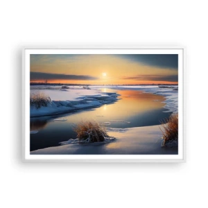 Affiche dans un cadre blanc - Poster - Coucher de soleil d'hiver - 100x70 cm