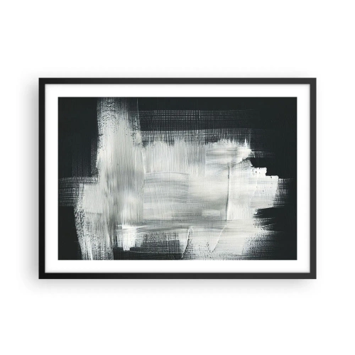 Affiche dans un cadre noir - Poster - Traits abstraits blancs sur fond sombre - 70x50cm - Tissé à la verticale et à l'horizontale - Décoration murale moderne pour le salon et la chambre ARTTOR