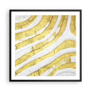 Affiche dans un cadre noir - Poster - Composition en blanc et or - 60x60 cm