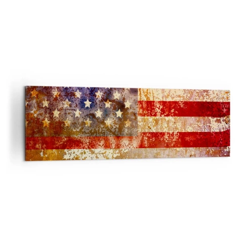 Impression sur toile - Image sur toile - Drapeau américain stylisé avec un effet vieilli - 160x50cm - La gloire ne s'efface pas - Décoration murale moderne pour le salon et la chambre ARTTOR