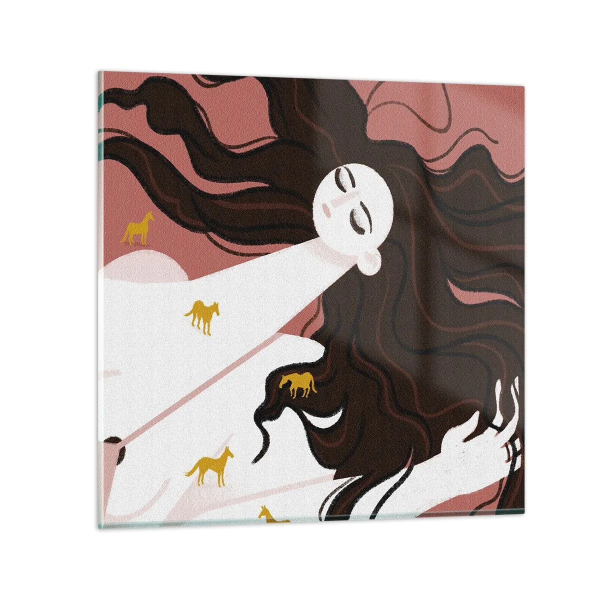 Impression sur verre - Image sur verre - Rêve d'un cheval d'or - 50x50 cm