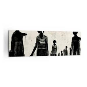 Impression sur toile - Image sur toile - Figures dans une composition monochrome sur fond clair - 160x50cm - Contre la solitude - Décoration murale moderne pour le salon et la chambre ARTTOR