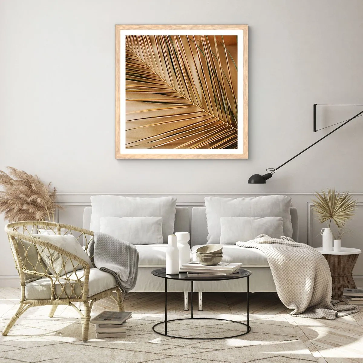 Affiche dans un chêne clair - Poster - Colonnade naturelle - 40x40 cm