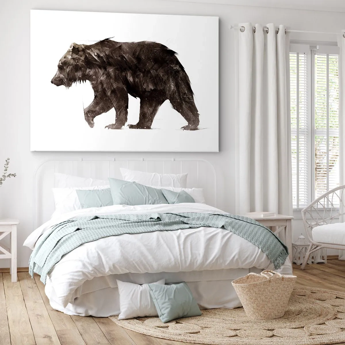 Impression sur toile - Image sur toile - Silhouette artistique d'un ours - 120x80cm - Je porte toujours de la vraie fourrure ! - Décoration murale moderne pour le salon et la chambre ARTTOR