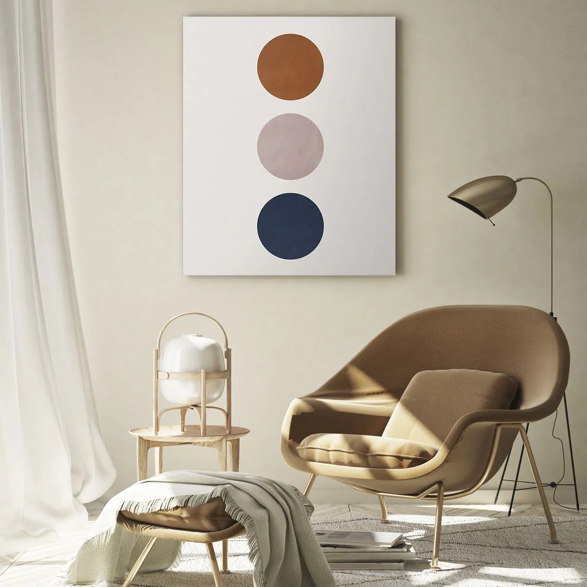 Impression sur verre - Image sur verre - Une composition minimaliste avec trois cercles colorés - 80x120cm - Symbole d'excellence - Décoration murale moderne pour le salon et la chambre ARTTOR