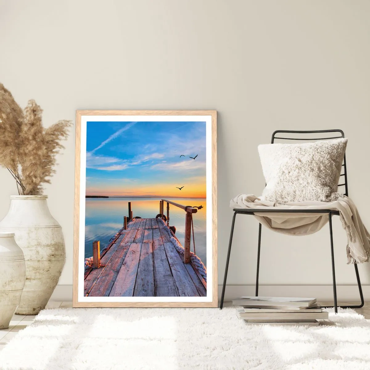 Affiche dans un chêne clair - Poster - Marcher droit vers le soleil - 30x40 cm