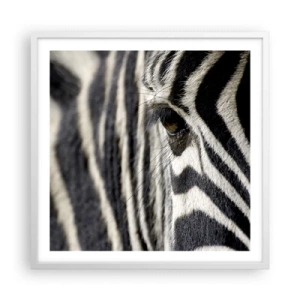 Affiche dans un cadre blanc - Poster - Portrait en rayure - 60x60 cm