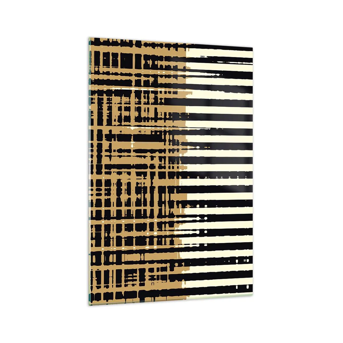 Impression sur verre - Image sur verre - Lignes abstraites en noir, beige et blanc - 70x100cm - Abstraction architecturale - Décoration murale moderne pour le salon et la chambre ARTTOR