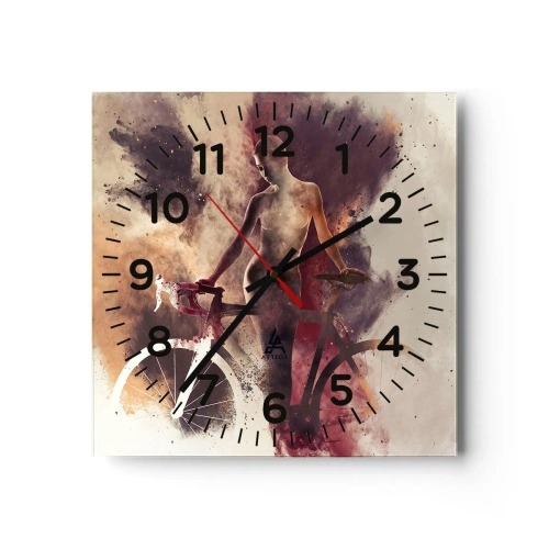 Horloge murale - Pendule murale - Une âme de vélo aux formes marbrées - 30x30 cm