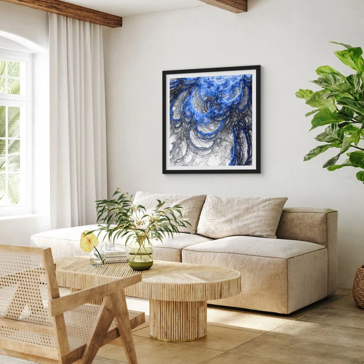 Affiche dans un cadre noir - Poster - La naissance d'une vague - 60x60 cm