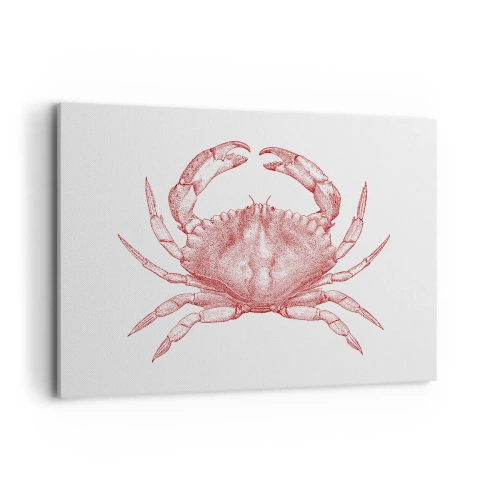 Impression sur toile - Image sur toile - Dessin d'un crabe dans une teinte rouge - 120x80cm - Le crabe des crabes - Décoration murale moderne pour le salon et la chambre ARTTOR