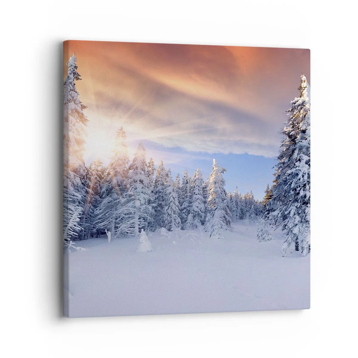 Impression sur toile - Image sur toile - Un spectacle enneigé de la nature - 30x30 cm