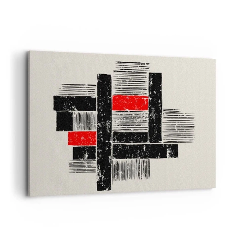 Impression sur toile - Image sur toile - Composition géométrique abstraite en noir et rouge - 100x70cm - En rouge et noir - Décoration murale moderne pour le salon et la chambre ARTTOR