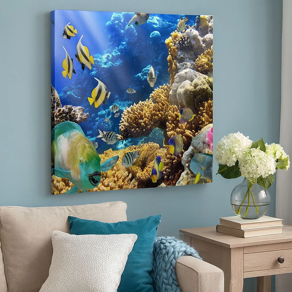 Impression sur toile - Image sur toile - Beaucoup de circulation sur la route des vacances - 30x30 cm