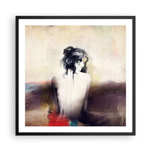 Affiche dans un cadre noir - Poster - Lignes lisses, formes ovales - 60x60 cm