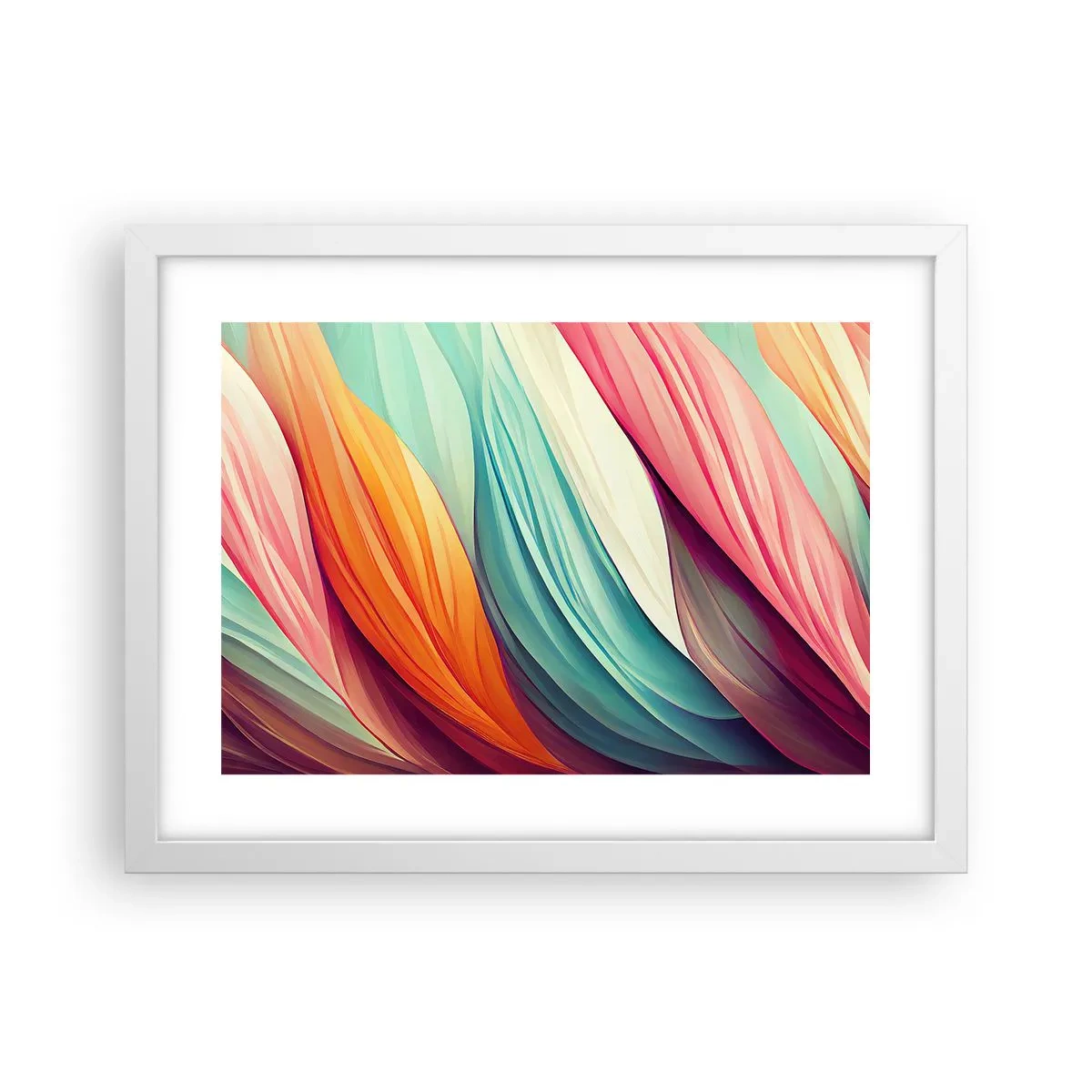 Affiche dans un cadre blanc - Poster - Tissage arc-en-ciel - 40x30 cm