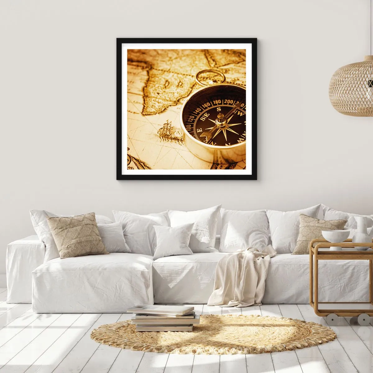 Affiche dans un cadre noir - Poster - Est ou ouest? - 60x60 cm