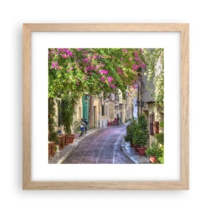 Affiche dans un chêne clair - Poster - Allée fleurie - 30x30 cm