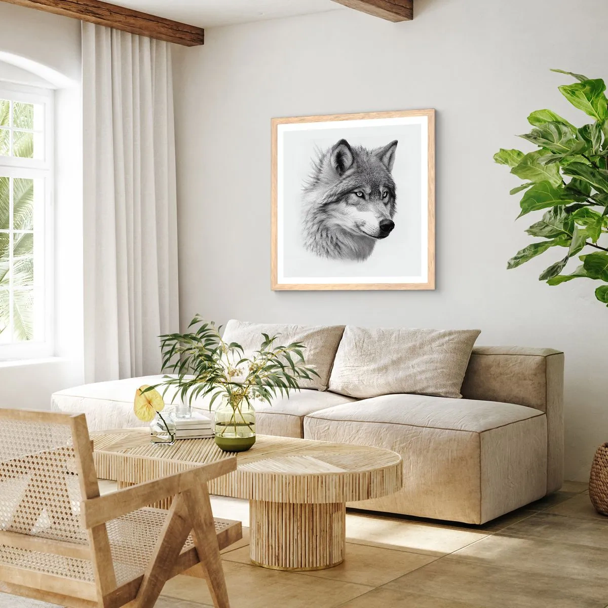 Affiche dans un chêne clair - Poster - Alpha – sans aucun doute - 60x60 cm