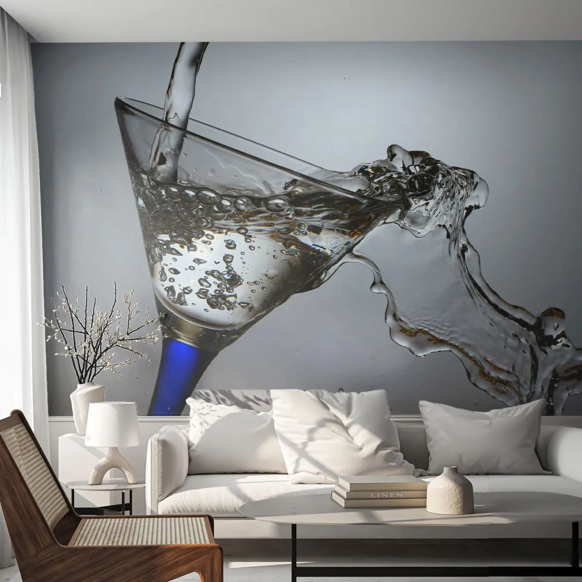 Papier Peint Autocollant Deluxe Sticker - Eau cristalline dans un verre cristal - Verre, Cocktail, La gastronomie - 250x175 cm
