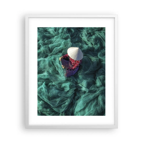 Affiche dans un cadre blanc - Poster - Dans une mer de filet - 40x50 cm