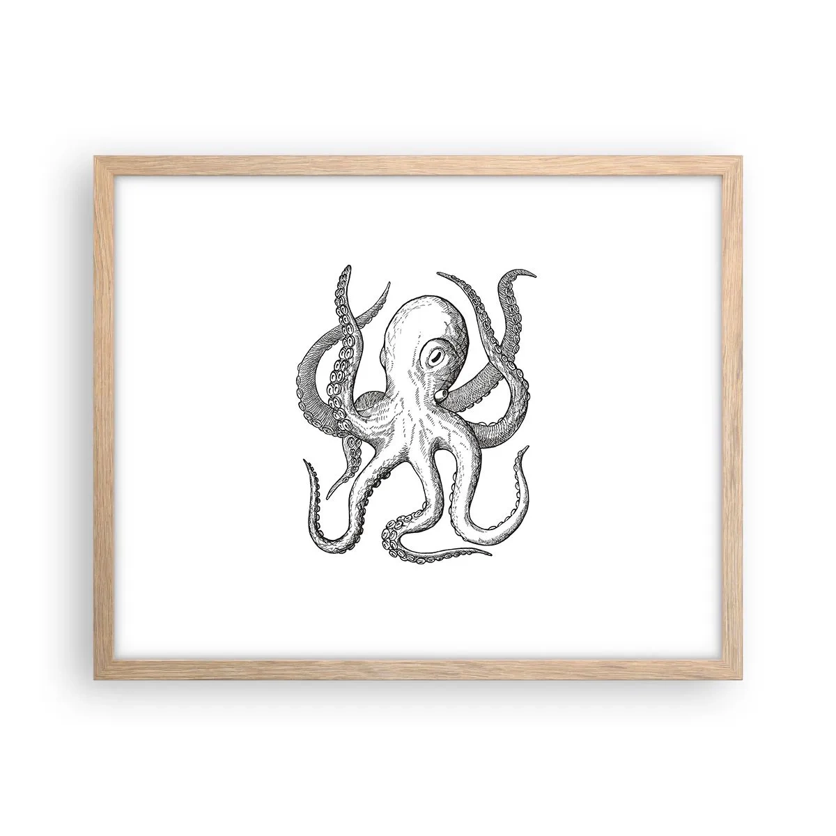 Affiche dans un chêne clair - Poster - Dansant avec les vagues - 50x40 cm