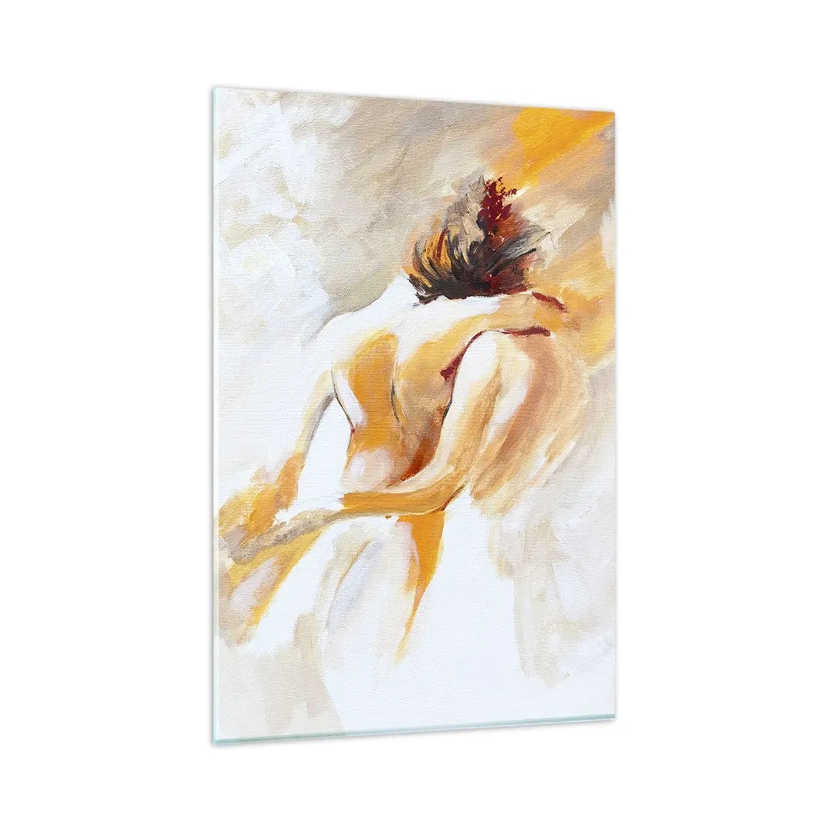 Impression sur verre - Image sur verre - Scène abstraite d'une étreinte romantique - 80x120cm - Proximité dans le ciel - Décoration murale moderne pour le salon et la chambre ARTTOR