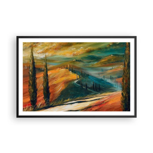 Affiche dans un cadre noir - Poster - paysage toscan - 91x61 cm
