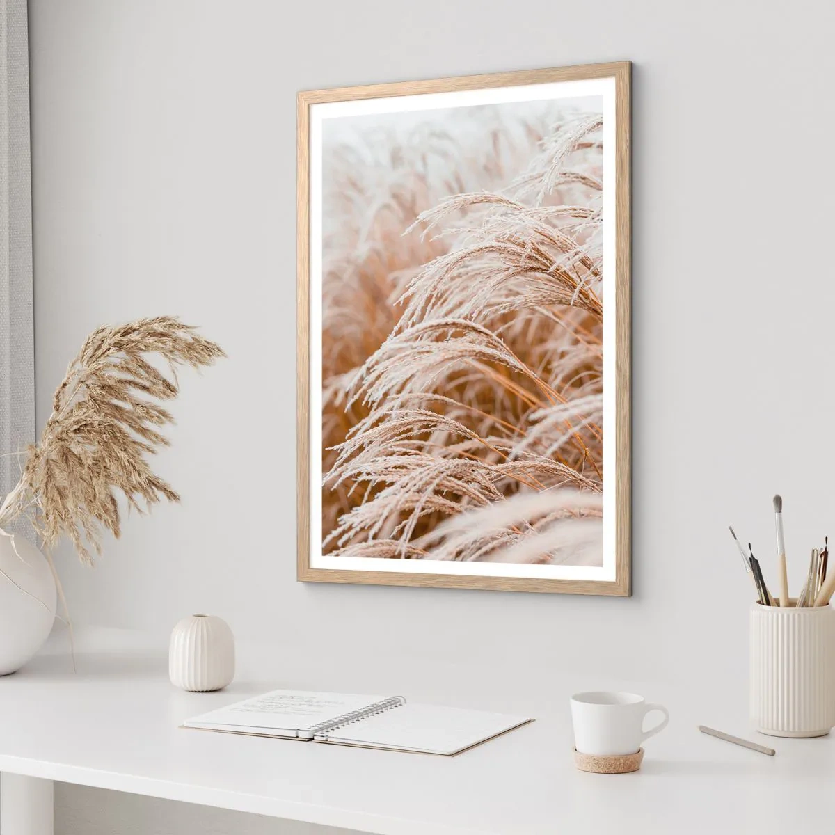 Affiche dans un chêne clair - Poster - Prosternez-vous devant le soleil d'automne - 50x70 cm