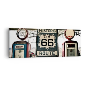 Impression sur toile - Image sur toile - Station-service historique de la Route 66 - 140x50cm - Voyage rétro américain - Décoration murale moderne pour le salon et la chambre ARTTOR