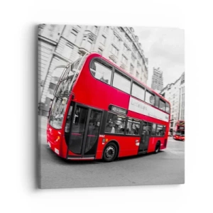Impression sur toile - Image sur toile - Londres traditionnellement - en bus - 40x40 cm