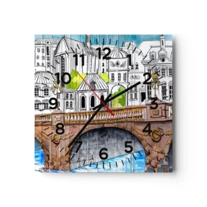 Horloge murale - Pendule murale - Une ville comme peinte - 40x40 cm