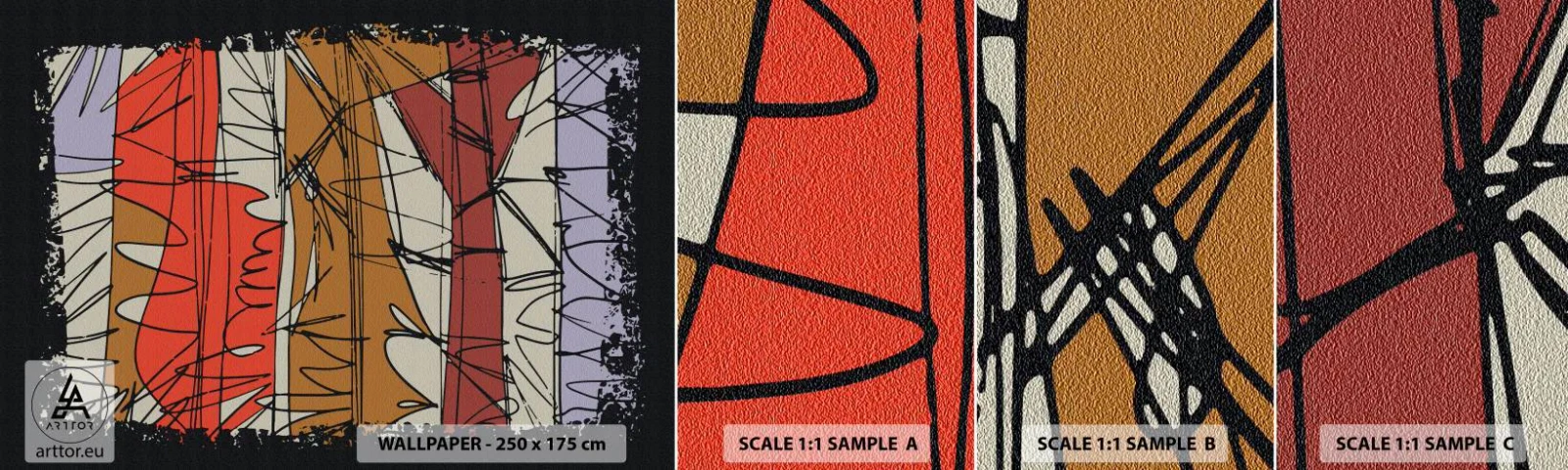 Échantillon De Papier Peint Standard Eco - Composition spontanée - Abstraction, Morceau, Gribouillis - 100x30 cm