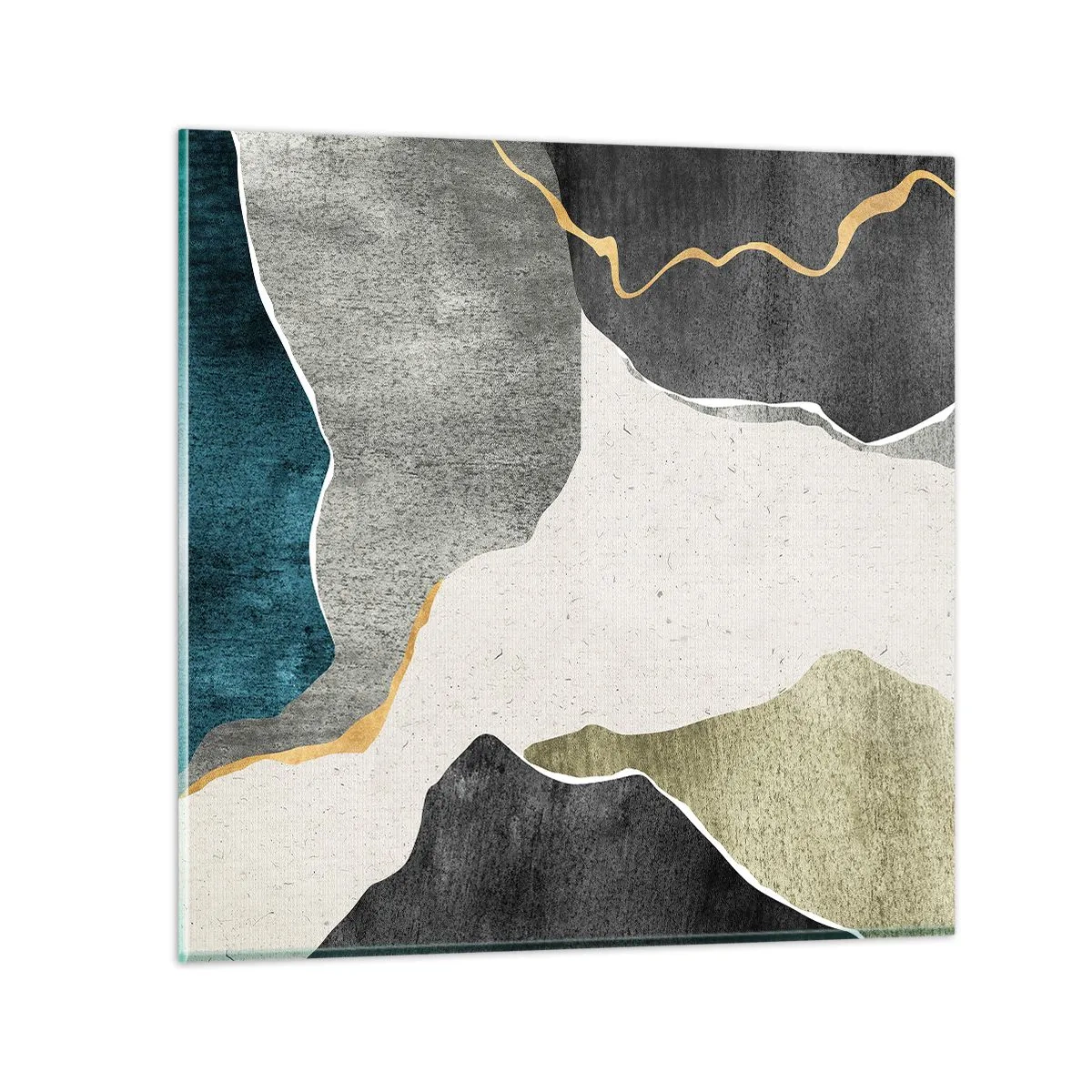 Impression sur verre - Image sur verre - Composition mosaïque avec un fil d'or - 70x70 cm