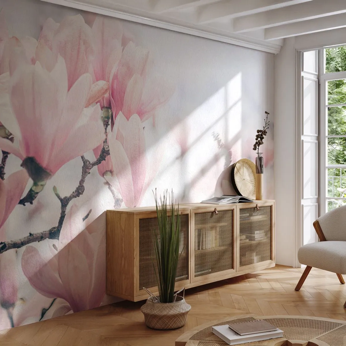 Papier Peint Autocollant Deluxe Sticker - Idéal de la subtilité - Magnolia, Fleurs, Magnolia - 250x175 cm