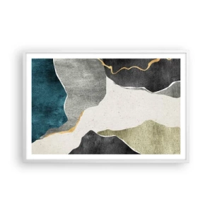 Affiche dans un cadre blanc - Poster - Composition mosaïque avec un fil d'or - 91x61 cm