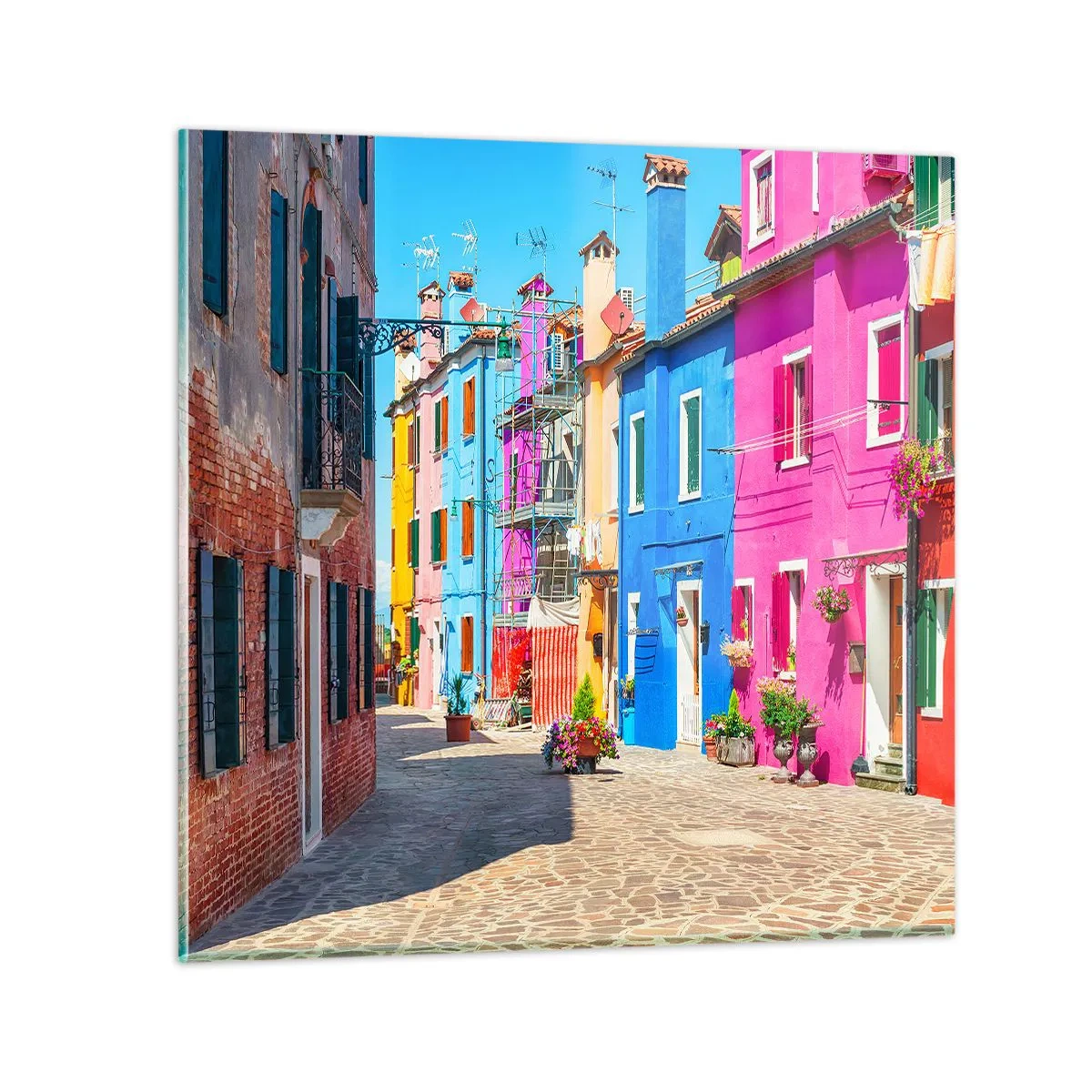 Impression sur verre - Image sur verre - Ville "Sous les perroquets" - 40x40 cm