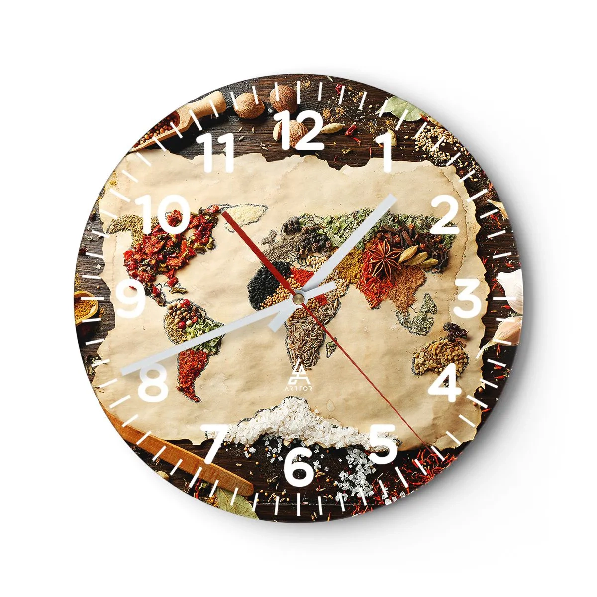 Horloge murale - Pendule murale - Toutes les saveurs du monde - 40x40 cm