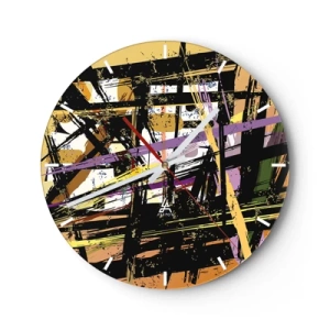 Horloge murale - Pendule murale - Lignes et formes abstraites dynamiques dans des tons sombres et clairs. - 30x30cm - Une coupe nette - Décoration murale moderne pour le salon, la cuisine et la chambre ARTTOR